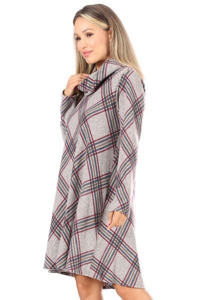 Chelsea Plaid Sweater Dress in Grey