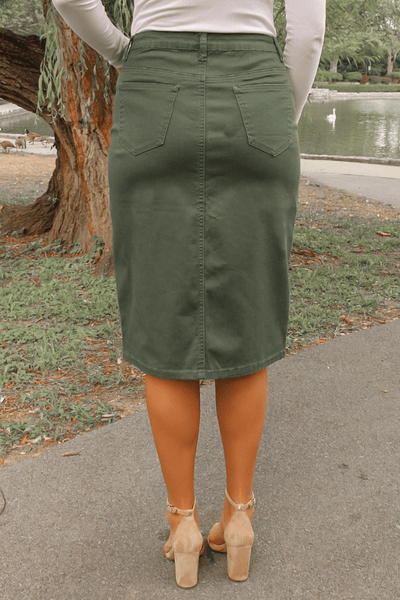 PRE-ORDER FALL RELEASE* JDA Hunter Green Denim Skirt