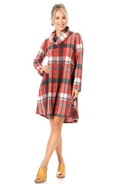 Chelsea Plaid Sweater Dress in Red