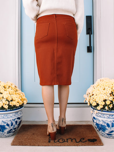 PRE-ORDER FALL RELEASE* JDA DK. Camel Denim Skirt