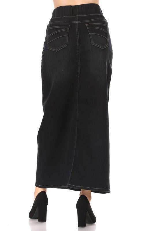 Classic Waistband Long Denim in Black (FINAL SALE)