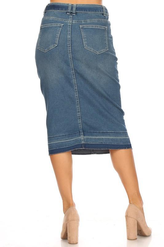 Front Belted Denim Skirt (Vintage) - FINAL SALE