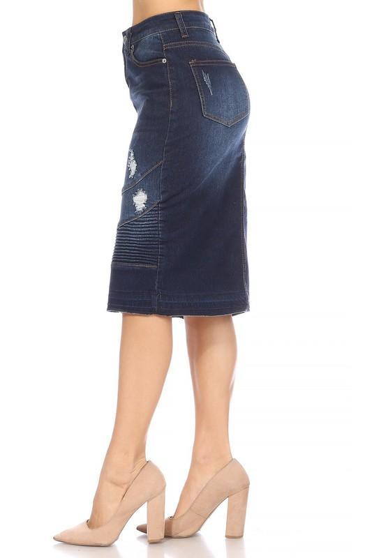 Devyn Moto Denim Skirt (Dk. Indigo) - FINAL SALE