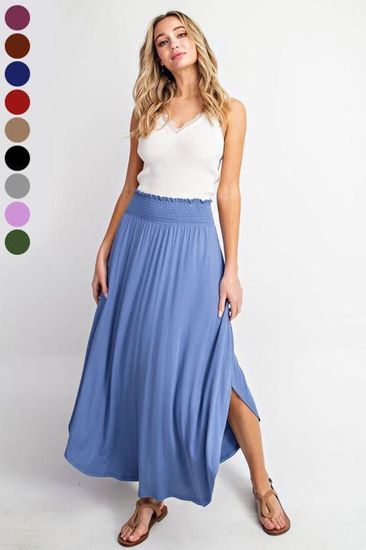 High-Rise Swing Maxi Skirt (Dusty Blue) - FINAL SALE