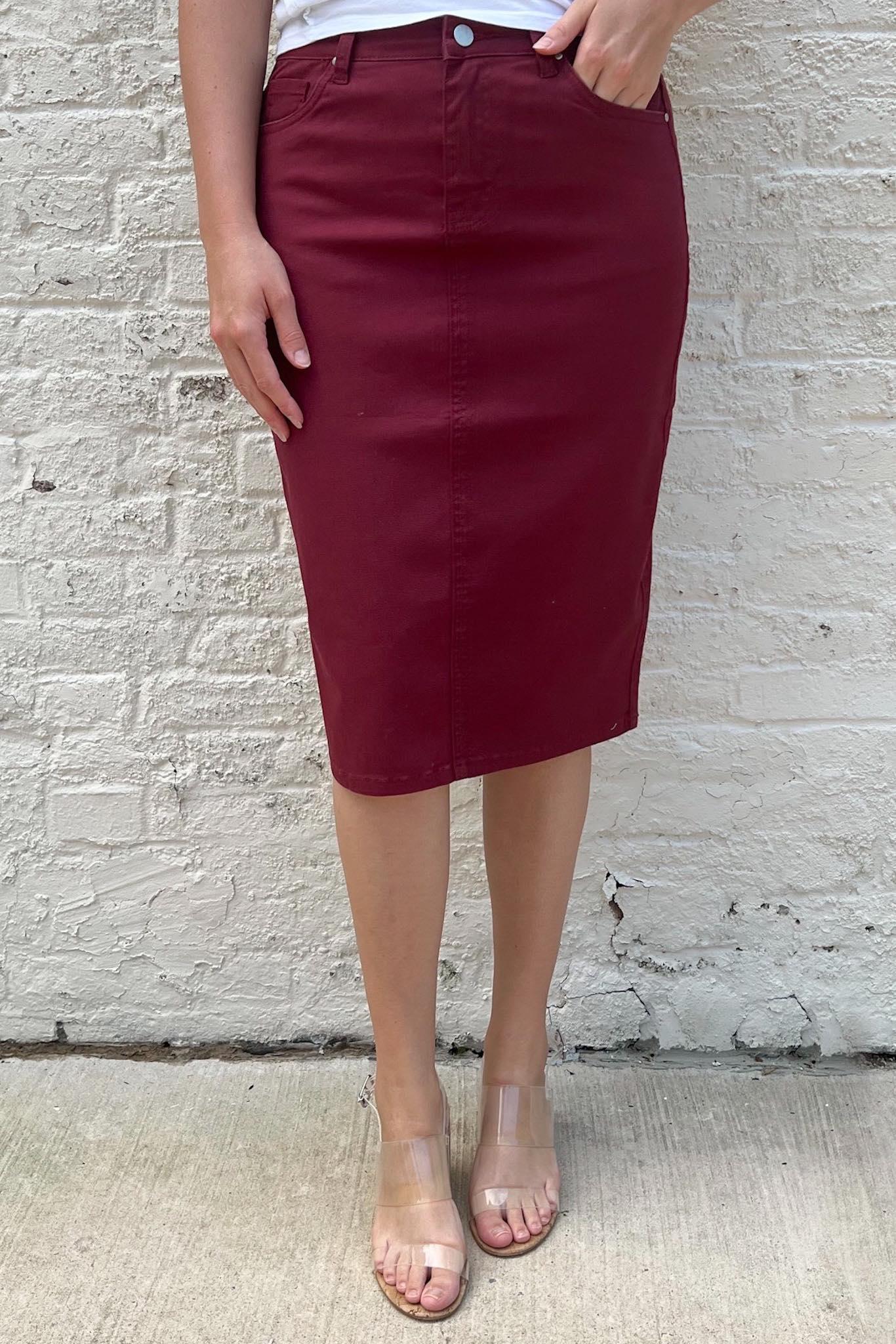 JDA Deep Burgundy Denim Skirt