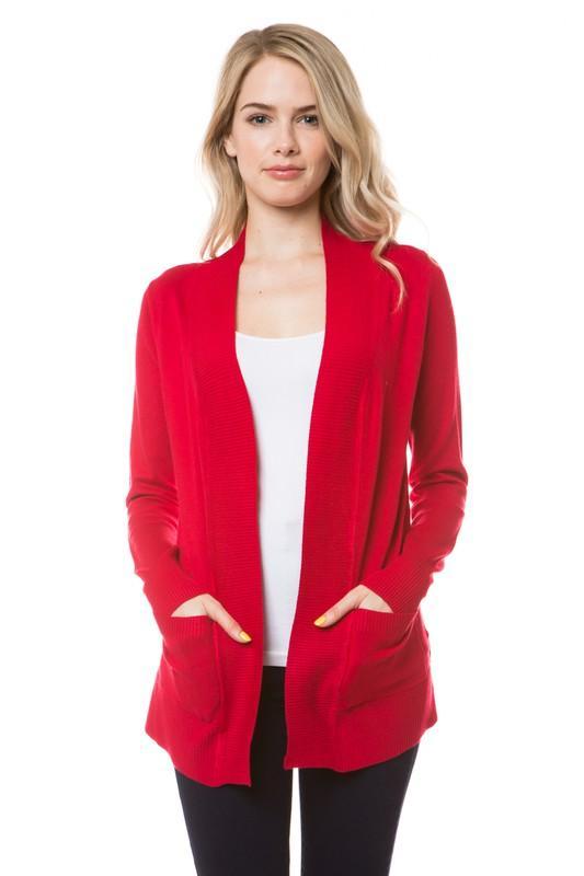 Stay Cozy Open Cardigan in Red (FINAL SALE)