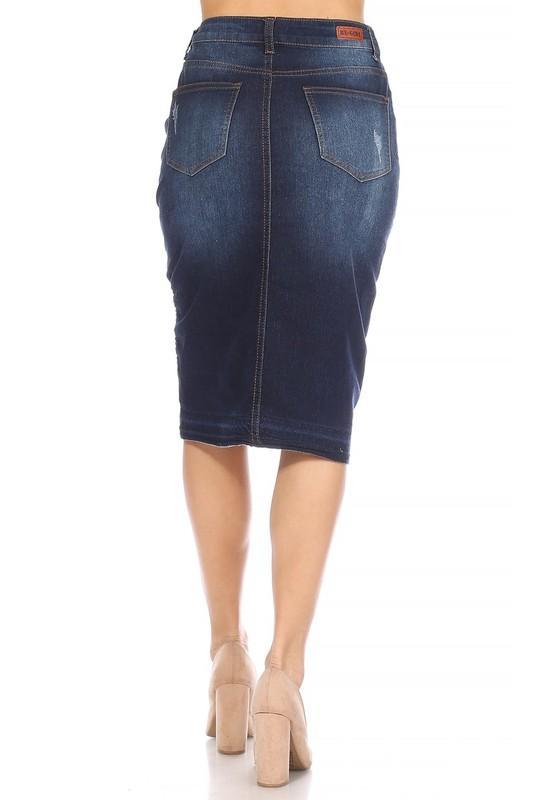 Devyn Moto Denim Skirt (Dk. Indigo) - FINAL SALE