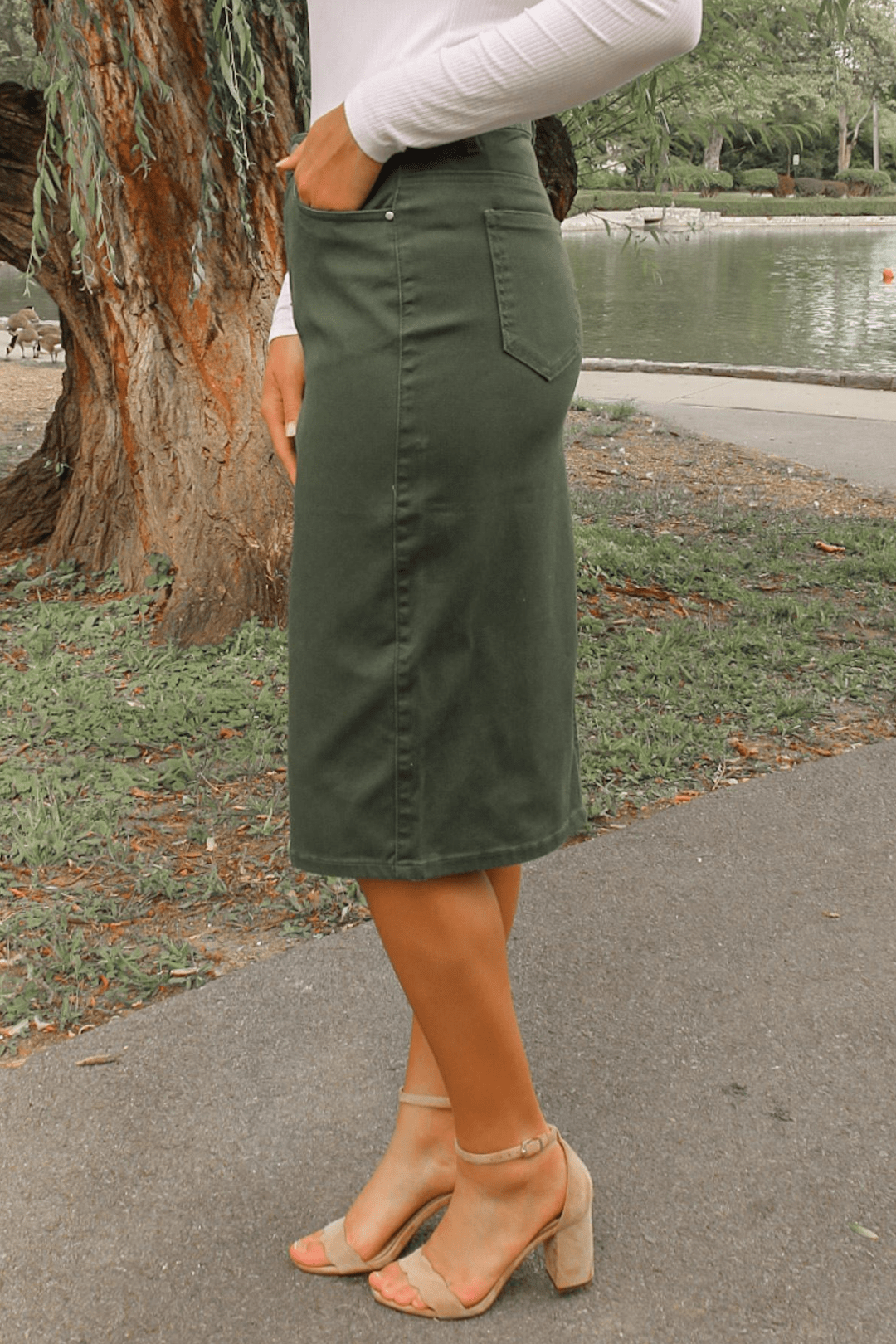 PRE-ORDER FALL RELEASE* JDA Hunter Green Denim Skirt