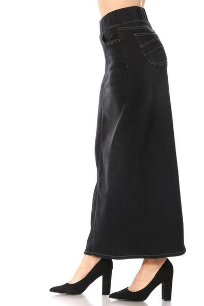 Classic Waistband Long Denim in Black (FINAL SALE)