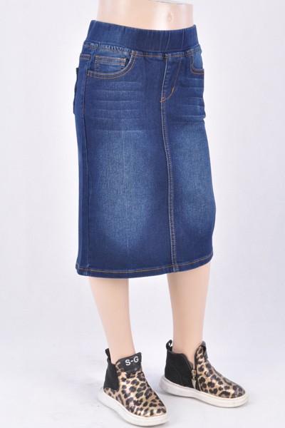 GIRLS Classic Waistband Denim Skirt (Dk. Indigo)